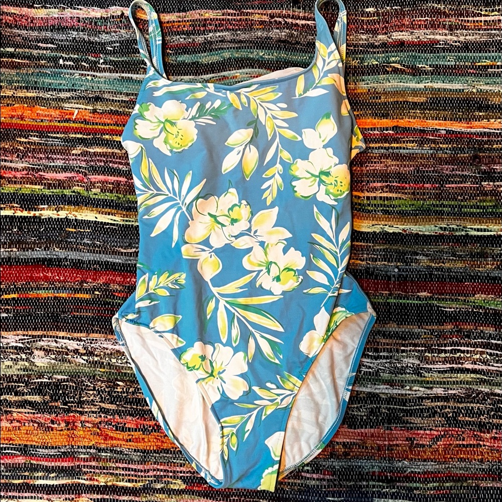 Blue and green tropical one piece size:L